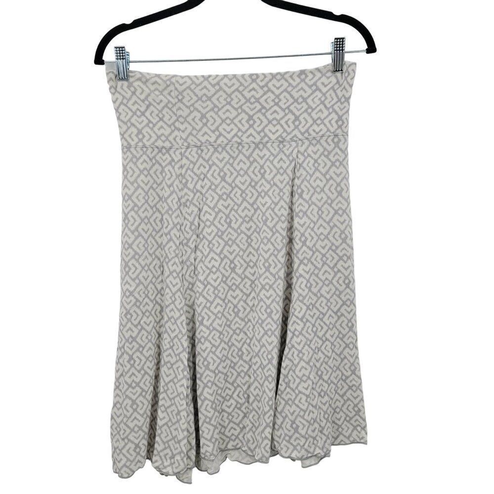 Max Studio Jersey Knit Skirt S Gray Geometric Pattern Stretch Skater‎ Mini